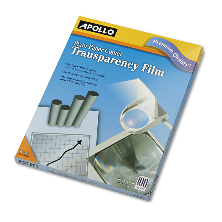 Apollo Plain Paper Copier Transparency Film, 100/BX