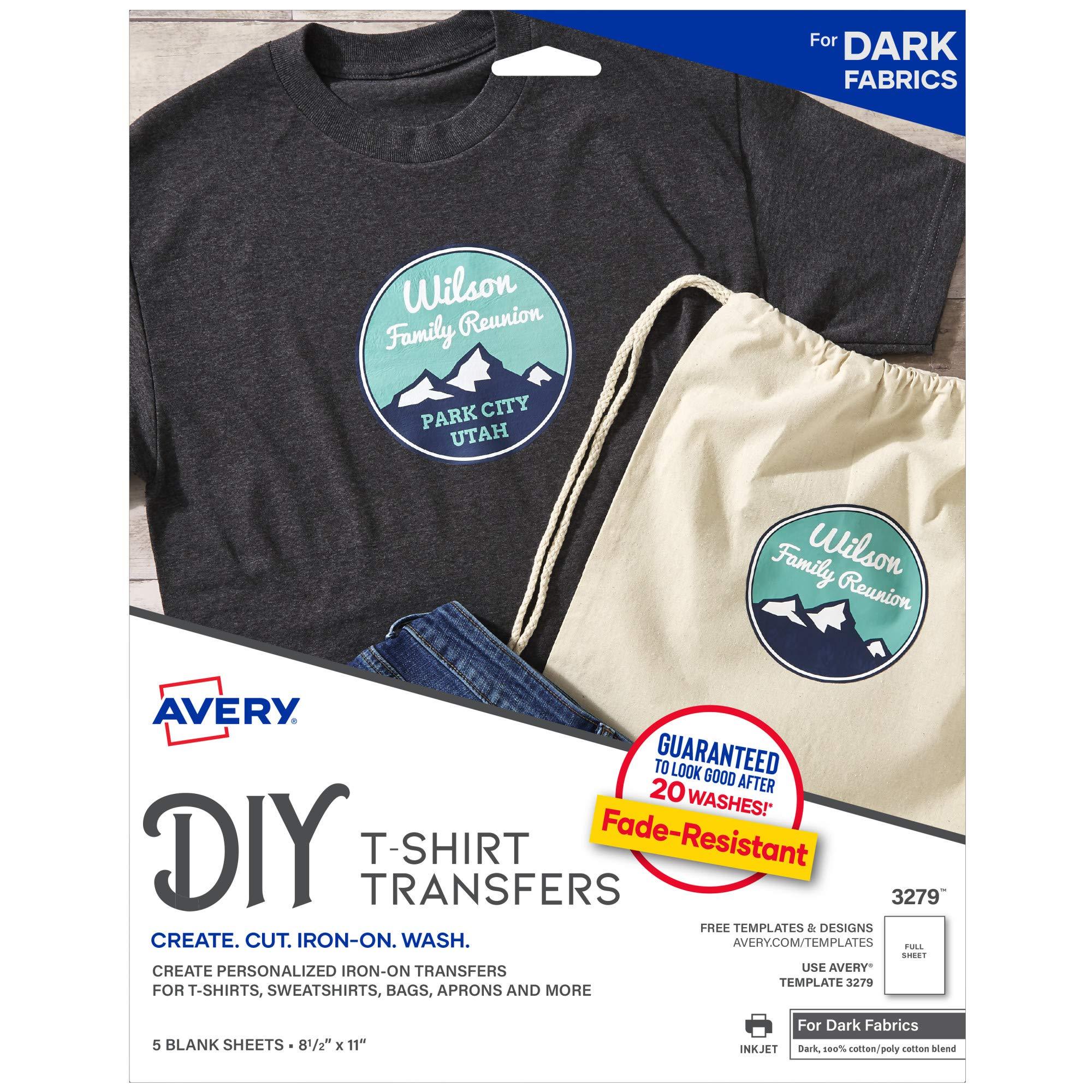 Avery Dark Fabric Transfers Inkjet (Matte) (8-1/2" x 11") (5/Pk)