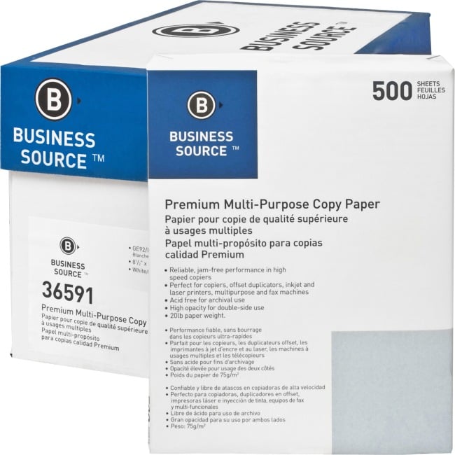 Business Source Multipurpose Copy Paper, 10/CT