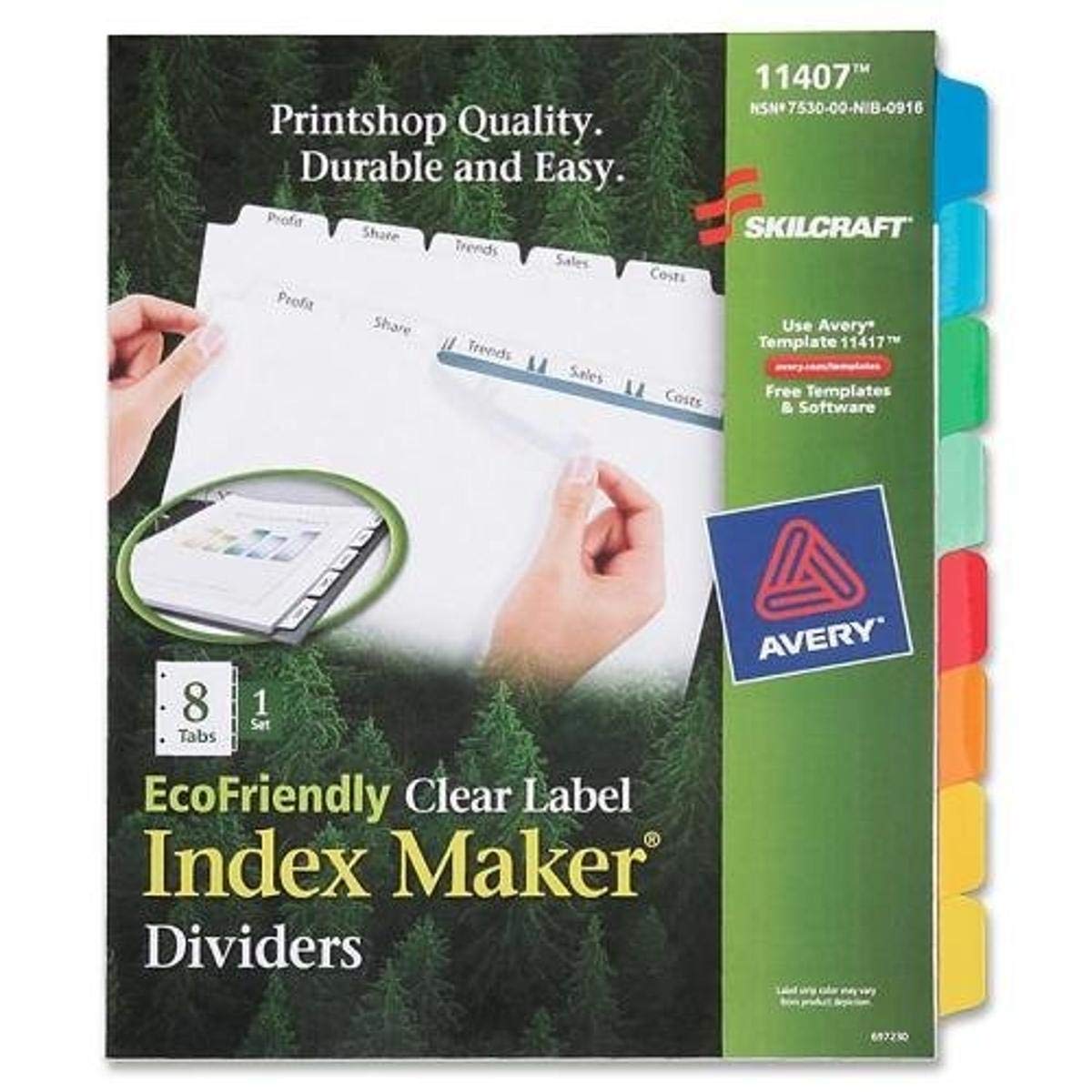 AVERY INDEX DIVIDERS, 8-TAB, BLANK TABS,