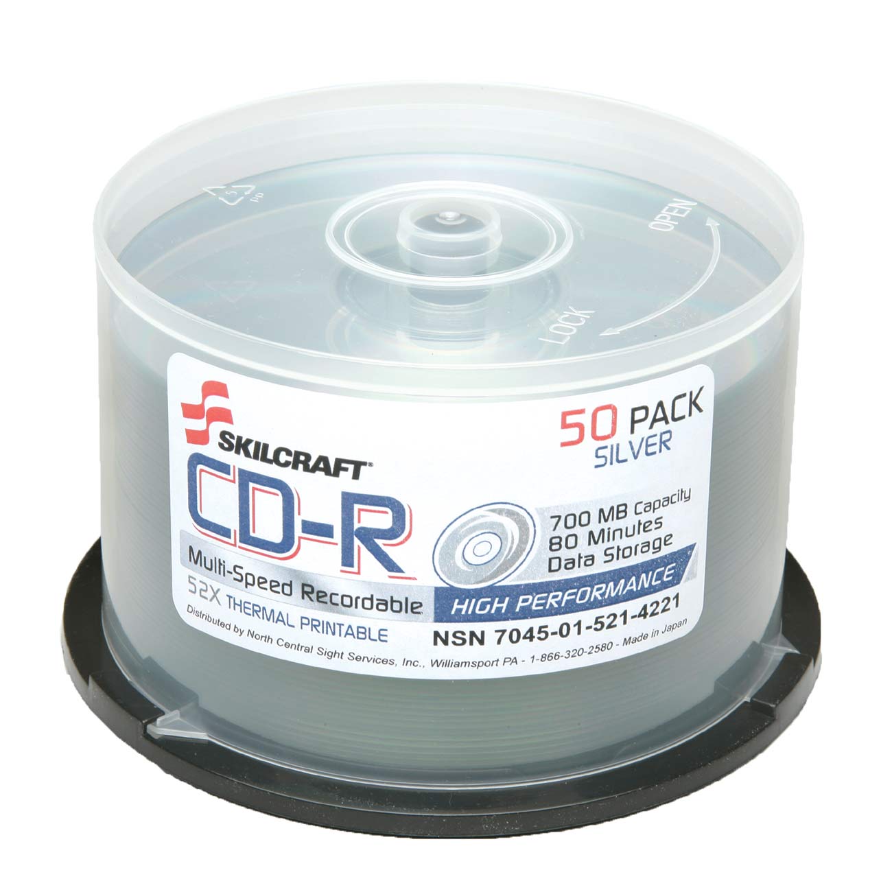 SKILCRAFT CD-R Compact Disc Recordable, 700 MB/80 min, 52x, Silver, 50/BX SKILCRAFT CD-R Compact Disc Recordable, 700 MB/80 min, 52x, Silver, 50/BX