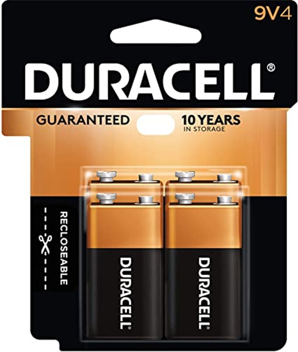 Battery Alkaline 9V Duracell Coppertop 4 Pk
