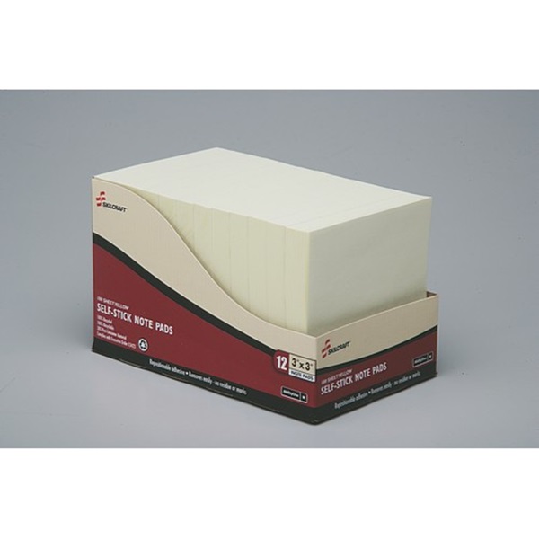 SELF-STICK NOTE PADS, 3 X 3, UNRULED, YE