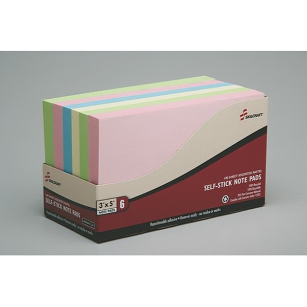 SELF-STICK NOTE PAD SET, 3 X 5 IN, UNRUL