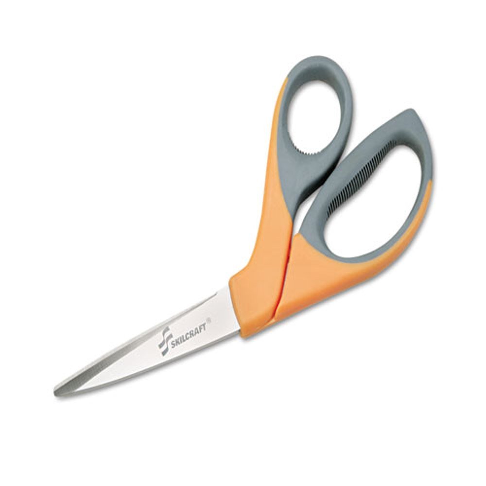 SKILCRAFT SCISSORS, 8.25" LONG, 3.63" CUT LENGTH, ORANGE/GRAY OFFSET HANDLE SKILCRAFT SCISSORS, 8.25" LONG, 3.63" CUT LENGTH, ORANGE/GRAY OFFSET HANDLE