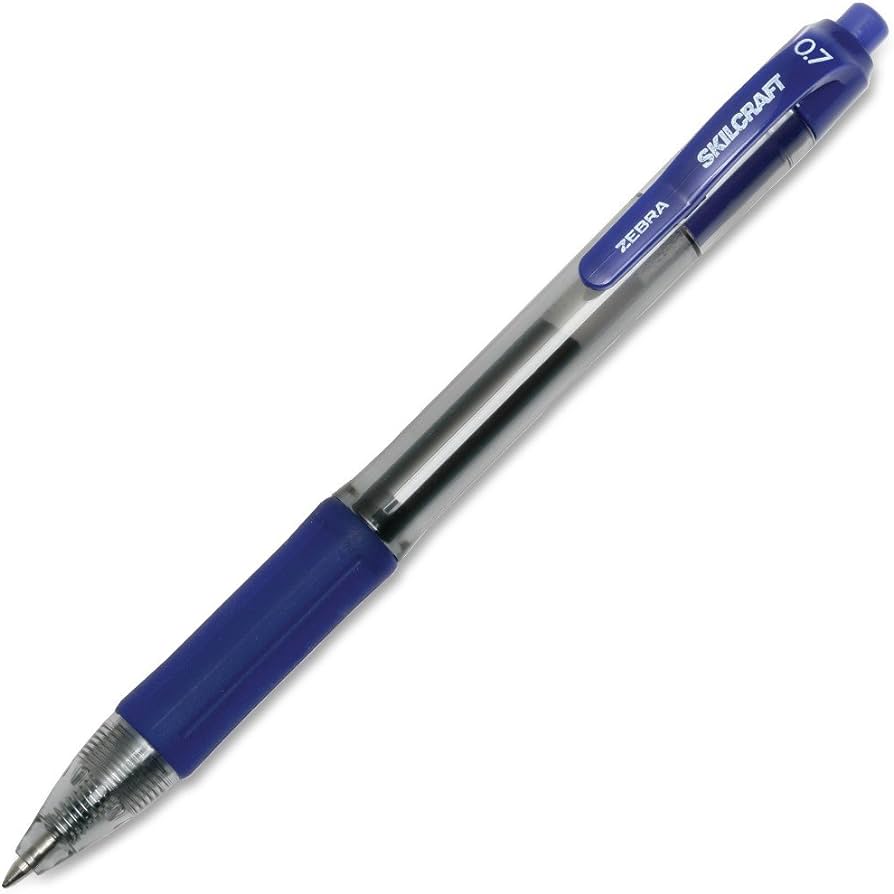 RETRACTABLE GEL PEN, MEDIUM POINT, BLUE,