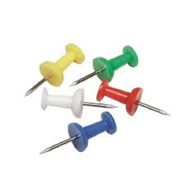 COLOR PUSH PINS, PLASTIC, ASSORTED, 3/8"
