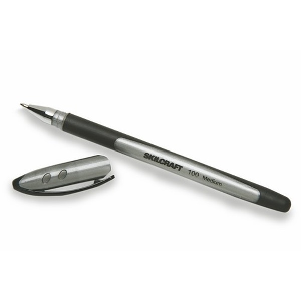 100 RUBBERIZED BALLPOINT STICK PEN, BLAC