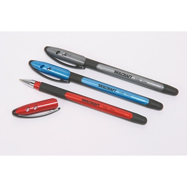 BALLPOINT PEN, STICK, RUBBERIZED BARREL