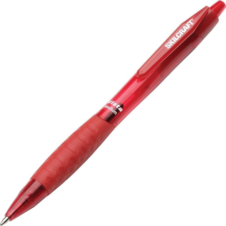 VISTA BALLPOINT RETRACTABLE PEN, RED INK