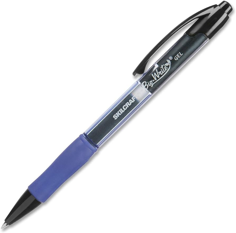 BIO-WRITE GEL PEN, BLUE INK, MEDIUM, DOZ