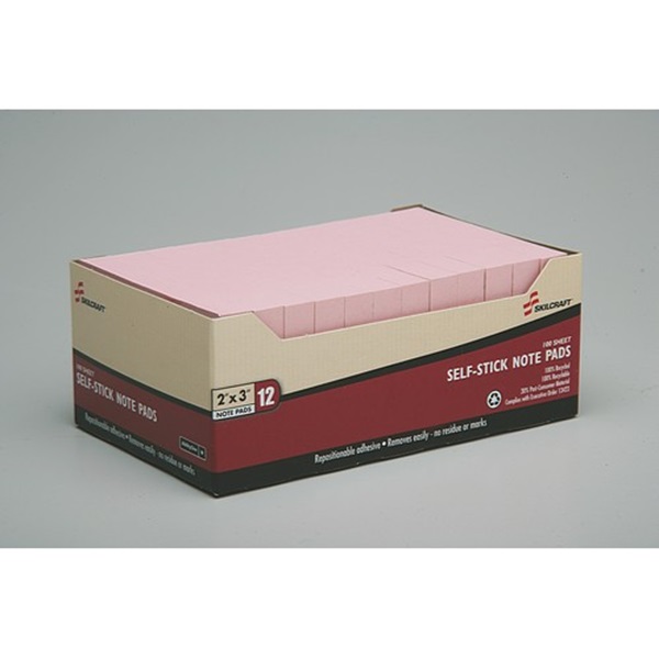 SELF-STICK NOTE PADS, PINK, 2 X 3 INCHES