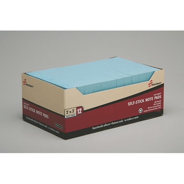 SELF-STICK NOTE PADS, BLUE, 2 X 3 INCHES