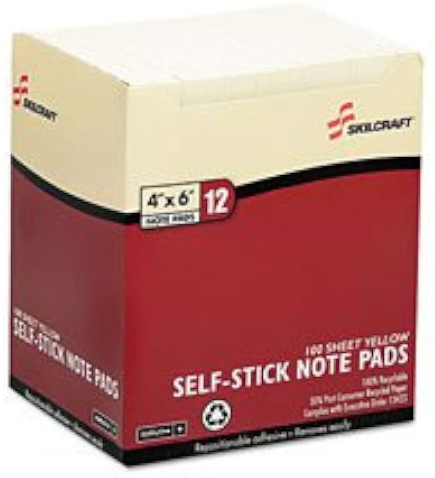 SELF-STICK NOTE PADS, 4" X 6", UNRULED,