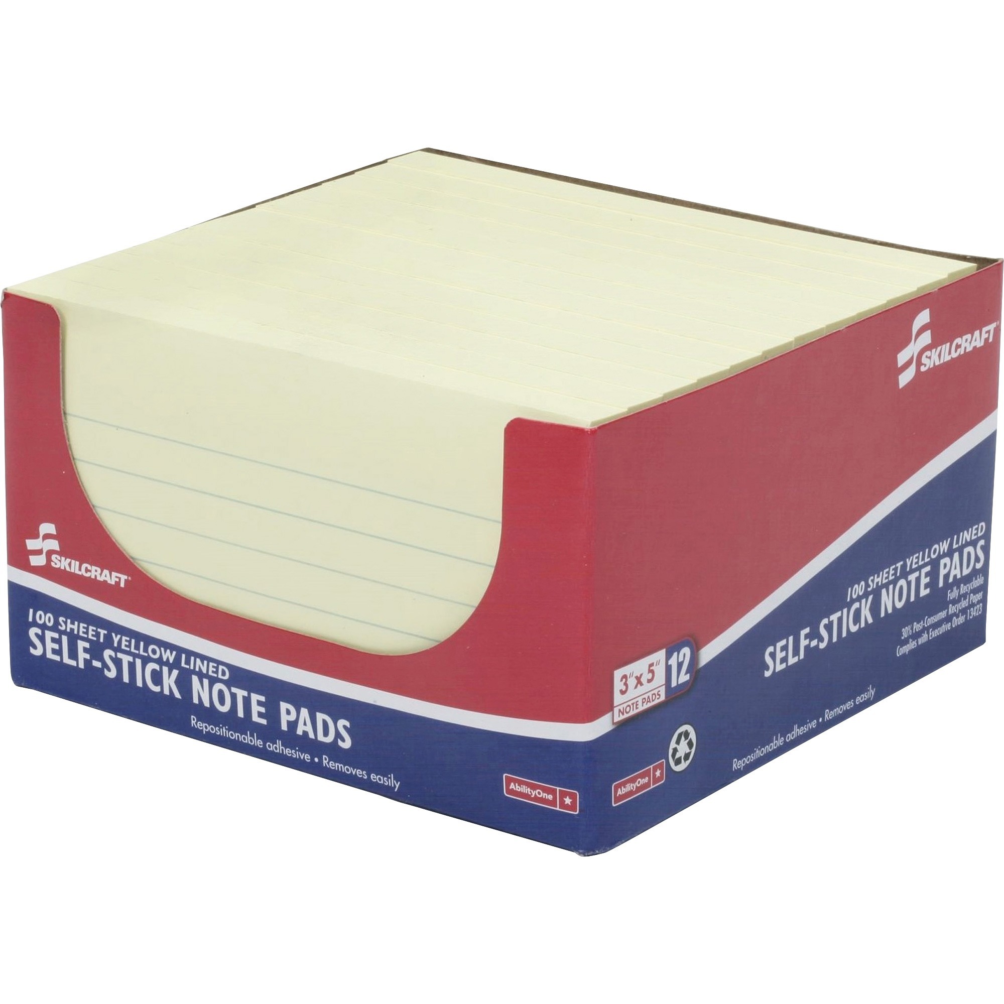 SELF-STICK NOTE PADS, 3 X 5, LINED, YELL