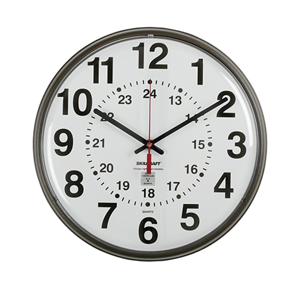 ATOMIC 12/24 HOUR SLIMLINE WALL CLOCK