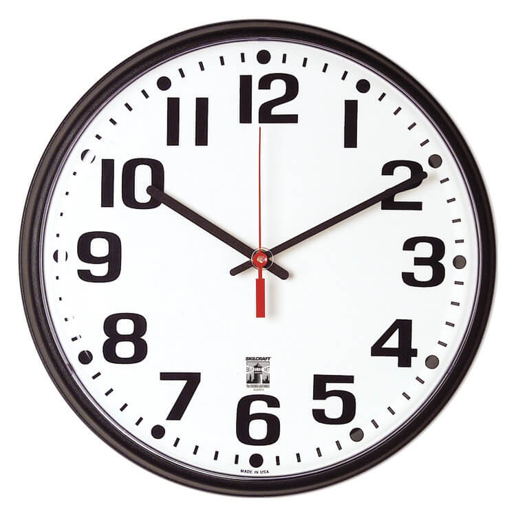 SELF-SET WALL CLOCK, 12 3/4", WHITE FACE