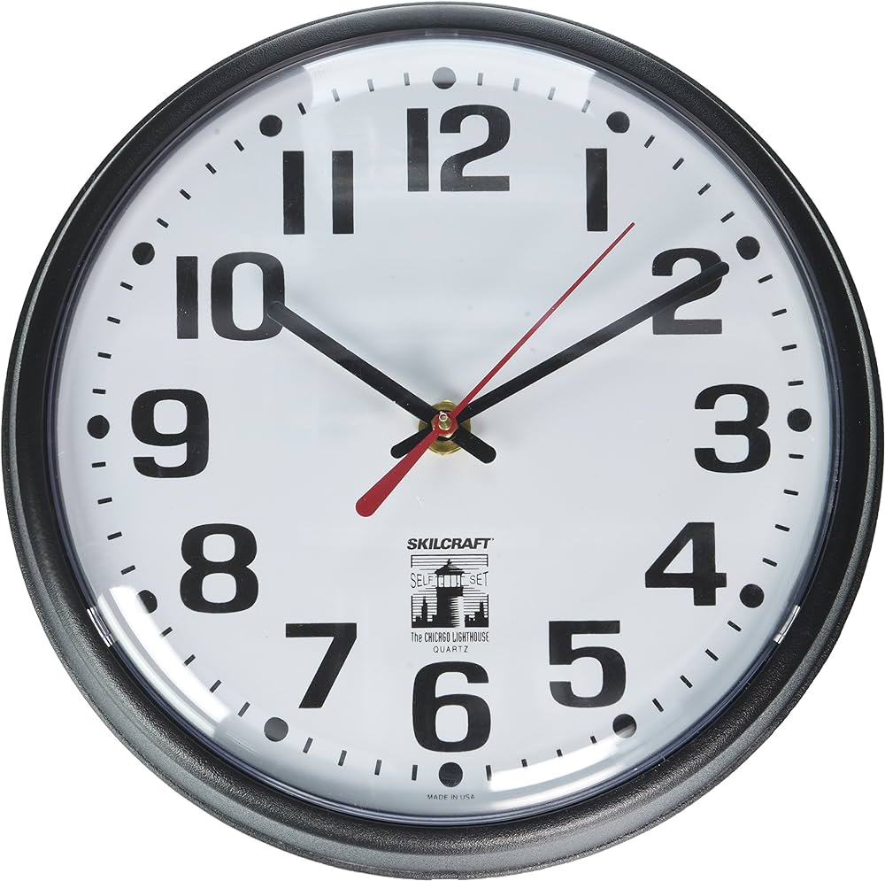 SELFSET WALL CLOCKS BLACK, 8 IN WHITE FA