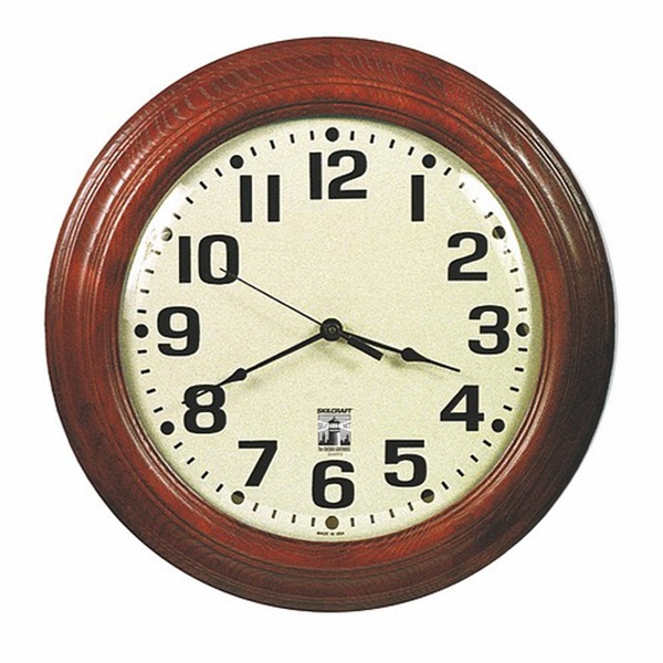 SELFSET WALL CLOCKS MAHOGANY, 12 IN WHIT