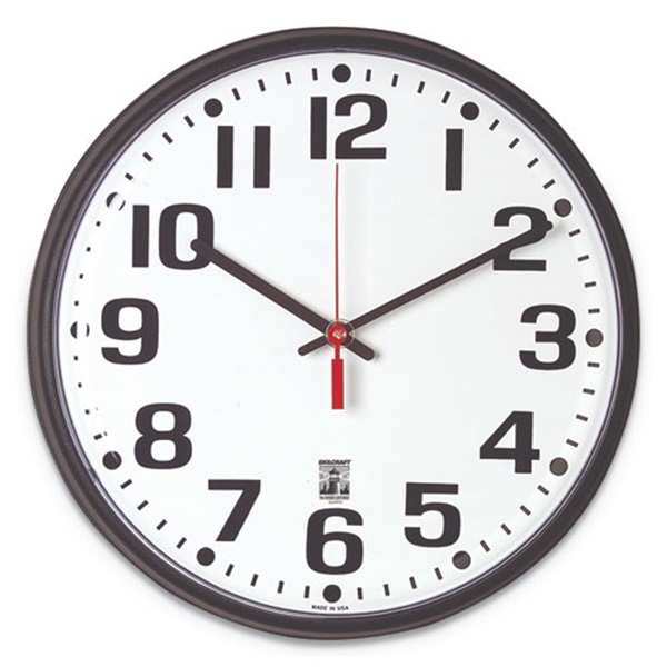 SELF-SET WALL CLOCK, 14 1/2", WHITE FACE