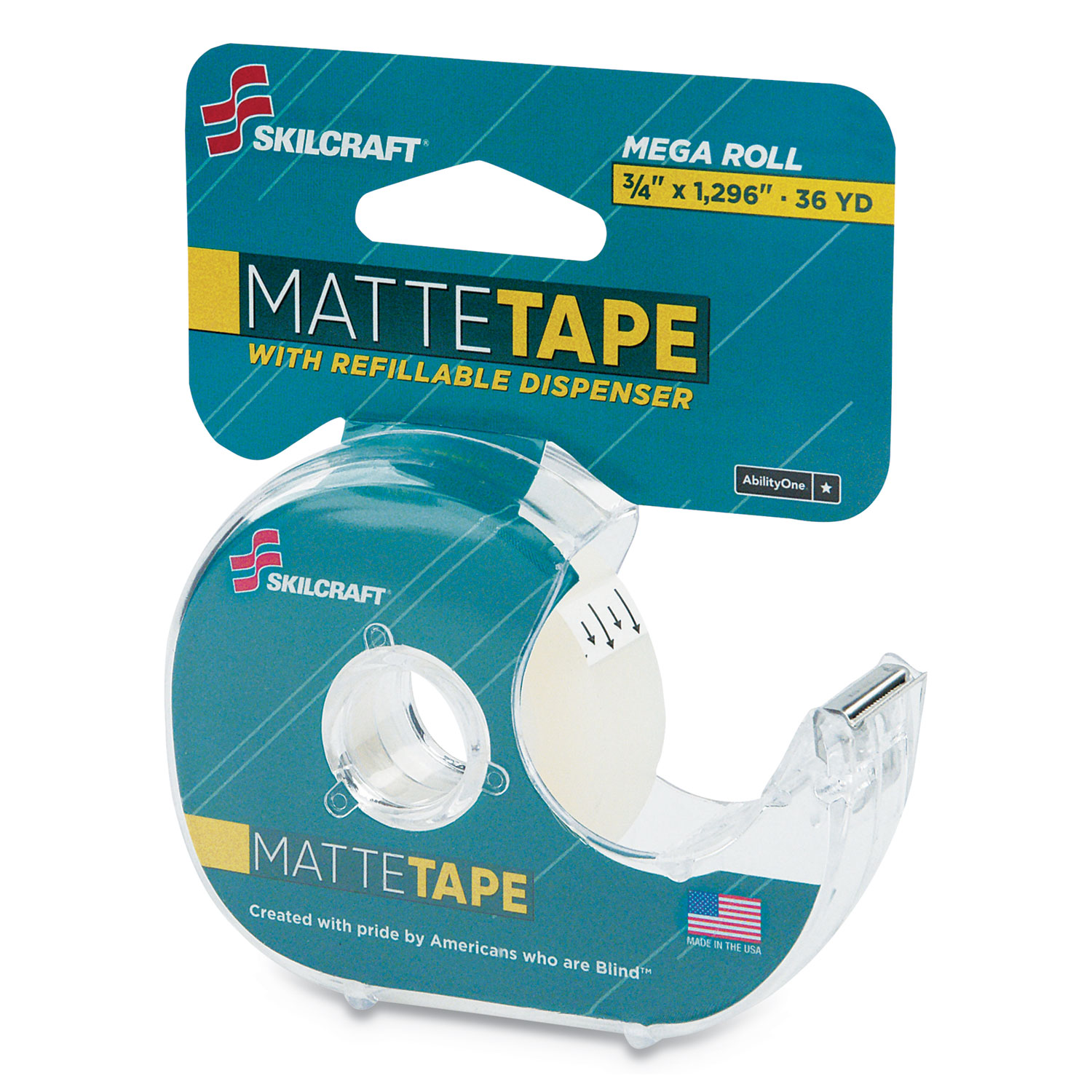 TAPE W/DISPENSER, MATTE FINISH TAPE, 3/4