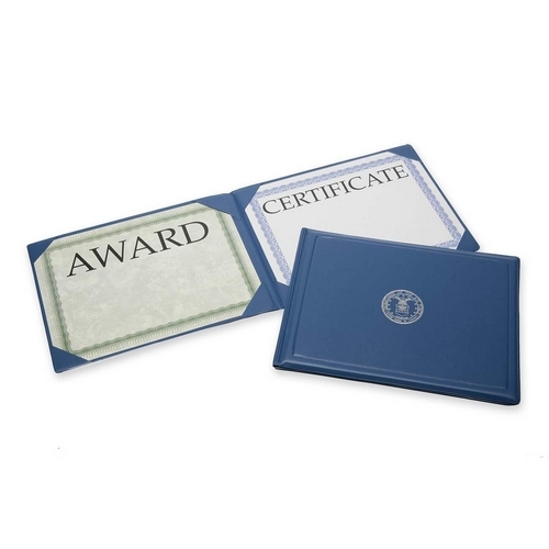 Skilcraft Award Certificate Binder With Gold Navy Seal Letter 8.5 Inch X 11 Inch 2 Certificate 1 Each Blue