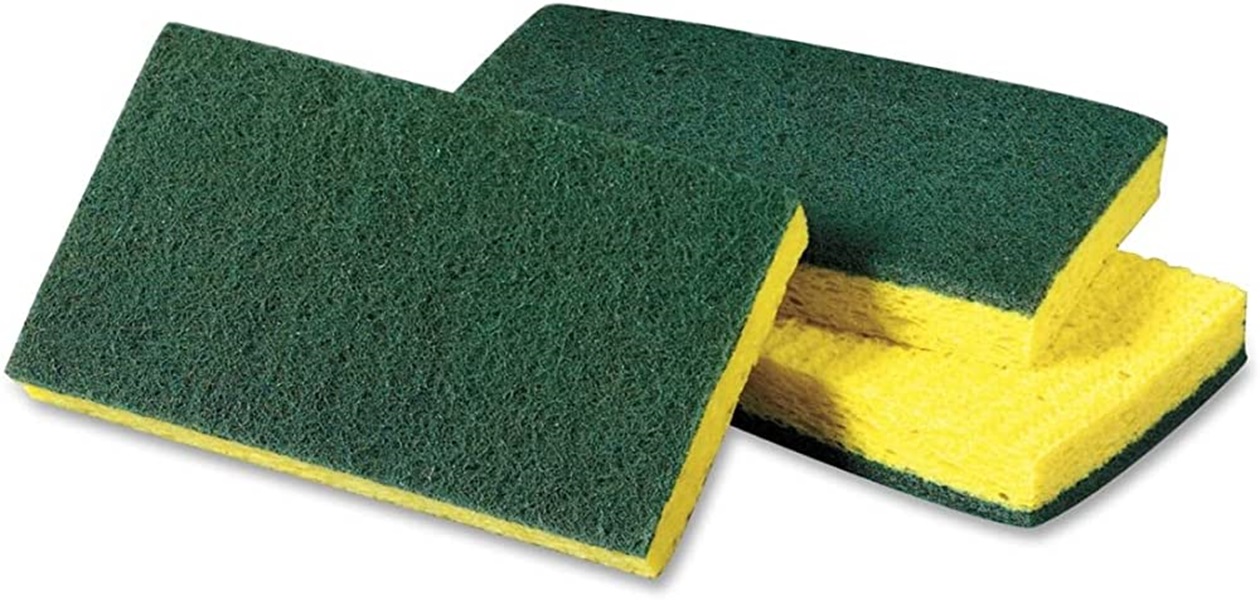 3M Medium-Duty Scrubbing Sponge, 3.6 x 6.1, 0.7" Thick, Yellow/Green, 20/Carton