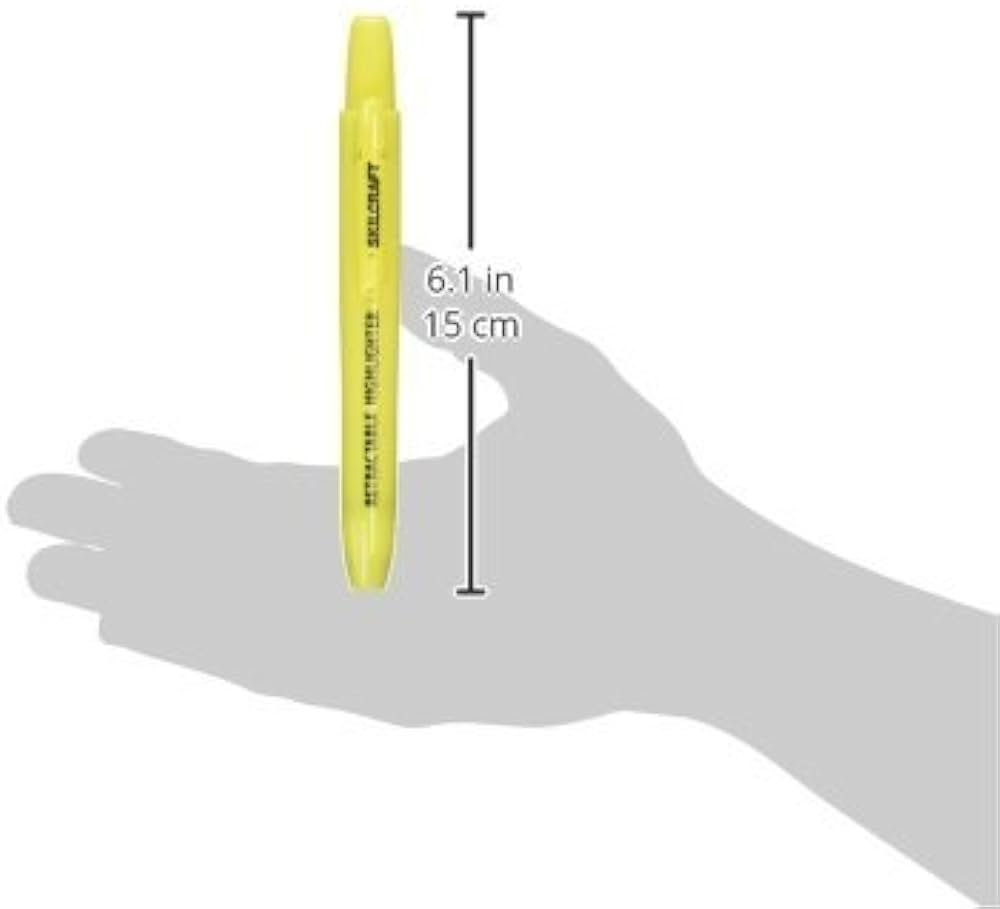 RETRACTABLE HIGHLIGHTER, CHISEL TIP, YEL