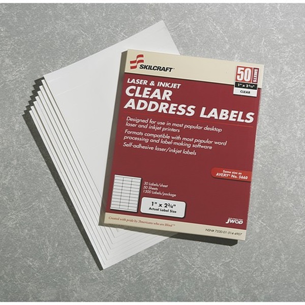 ADDRESS LABEL - CLEAR  -  1" X 2-3/4" -