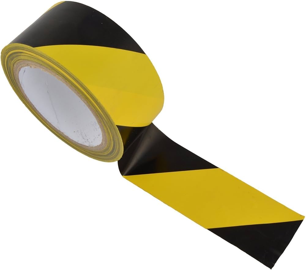MARKING TAPE, YELLOW/BLACK, 2" X 108 FT