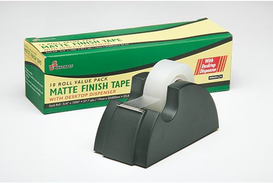 DESKTOP TAPE DISPENSER, 1" CORE, BLACK,