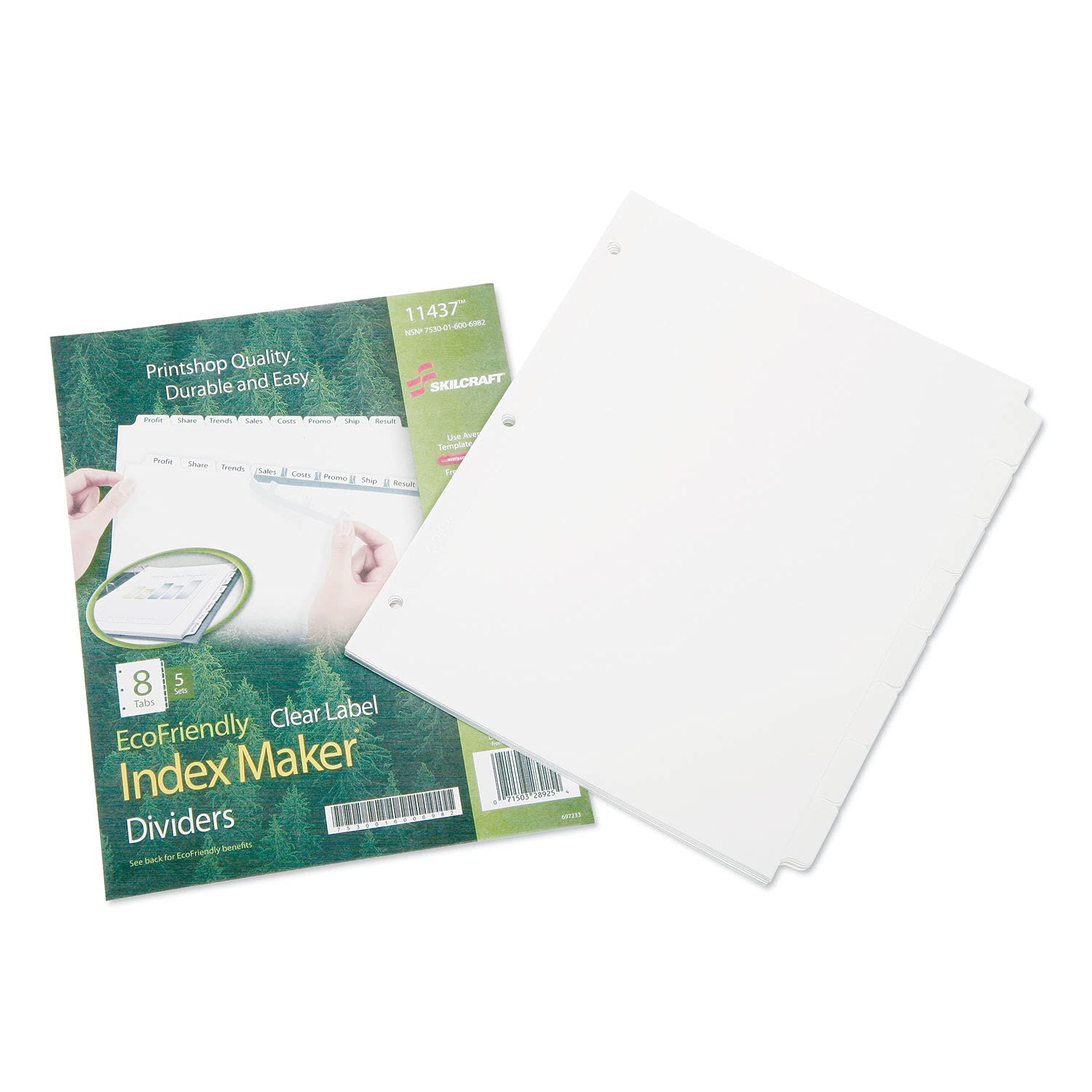 AVERY INDEX DIVIDERS, 8-TAB, BLANK TABS,