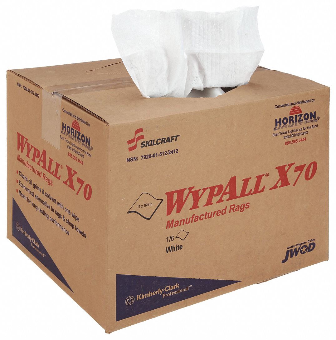 WYPALL X70 RAGS, 11 X 16 1/2, WHITE, 174