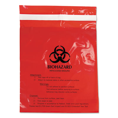 CareTek Stick-On Biohazard Infectious Waste Bags