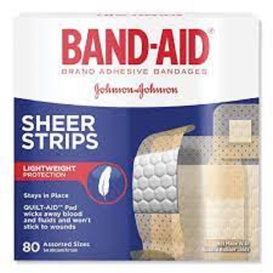 BAND-AID Tru-Stay Sheer Strips Adhesive Bandages, Assorted, 80/Box