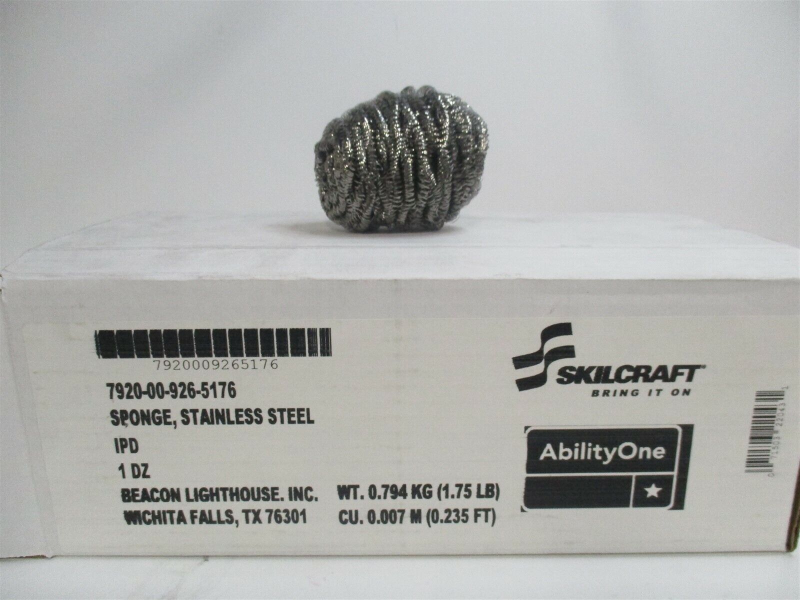 Stainless Steel Scrubber, 1 3/4"W x 4"D, 1/EA Stainless Steel Scrubber, 1 3/4"W x 4"D, 1/EA