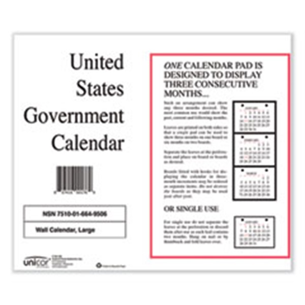 2025 UNICOR 3-Monthly Wall Calendar, 10/PK