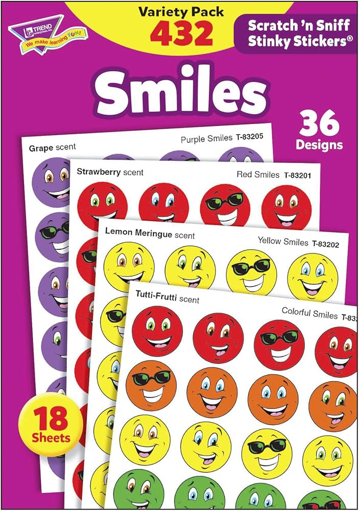 Trend Smiles Stinky Stickers Variety Pack, 432/PK