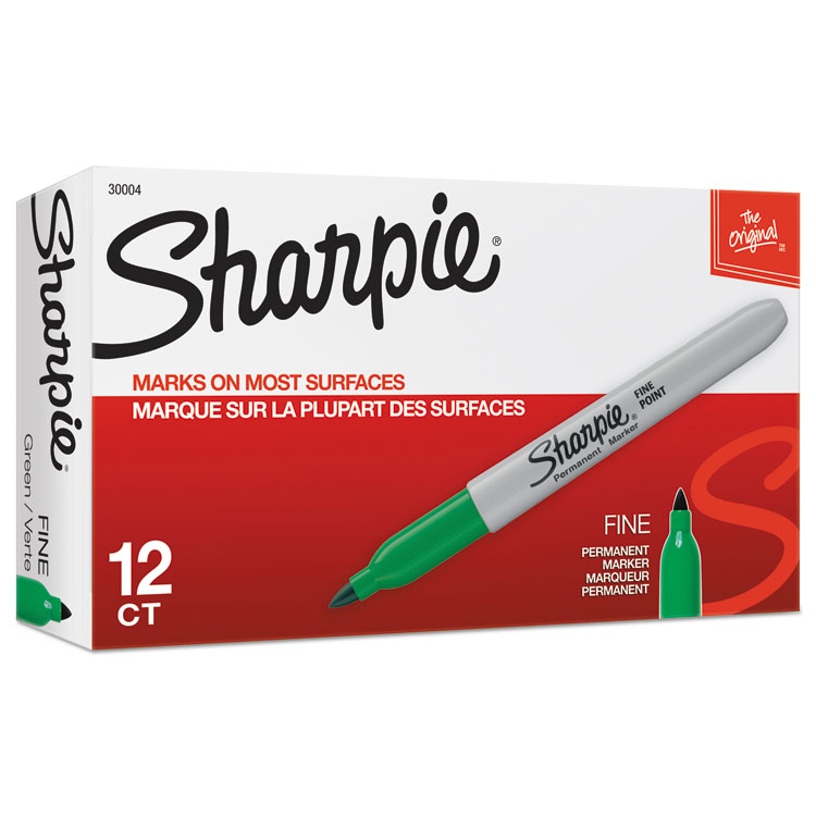 Sharpie Fine Point Permanent Marker, Green, 1/DZ