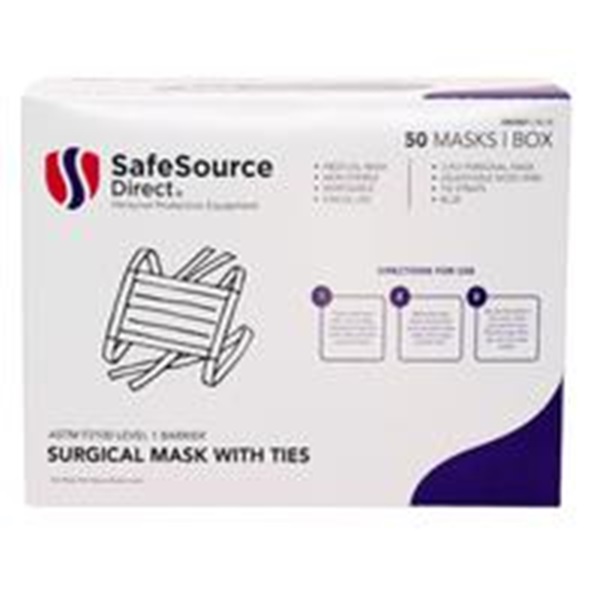 Surgical Tie Mask, Level 1, Blue, 12 BX/CS