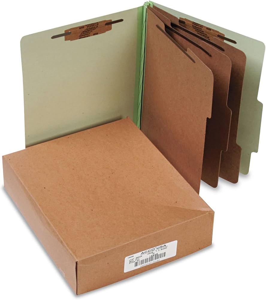ACCO Pressboard Classification Folders, 4" Expansion, Green, 10/BX ACCO Pressboard Classification Folders, 4" Expansion, Green, 10/BX