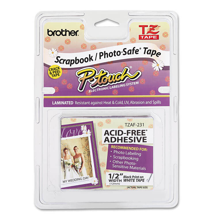 Brother P-Touch TZ Photo-Safe Tape Cartridge, 0.47" x 26.2 ft, Black Brother P-Touch TZ Photo-Safe Tape Cartridge, 0.47" x 26.2 ft, Black
