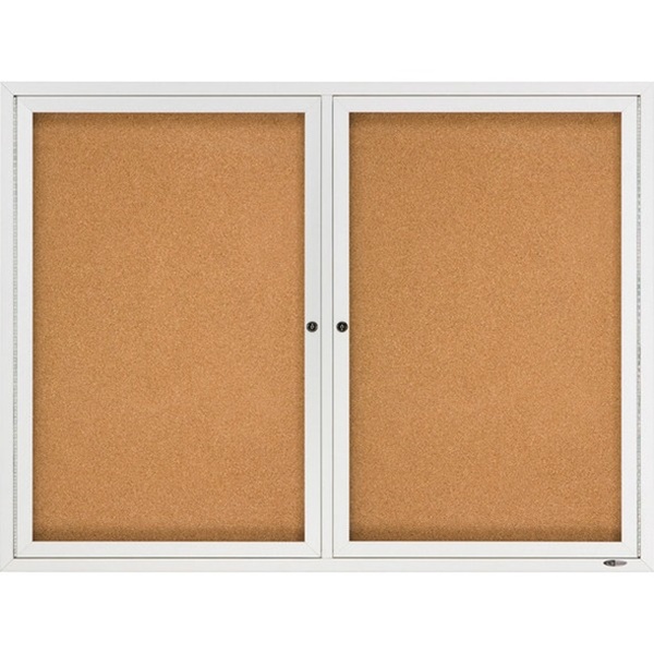 2 Door Enclosed Natural Cork Bulletin Board