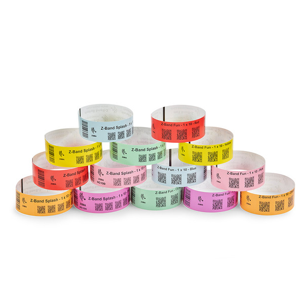 Zebra DT Wristband Polypropylene (Red Yellow Blue Green Pink Orange Purple) (1" x 10") Zebra DT Wristband Polypropylene (Red Yellow Blue Green Pink Orange Purple) (1" x 10")