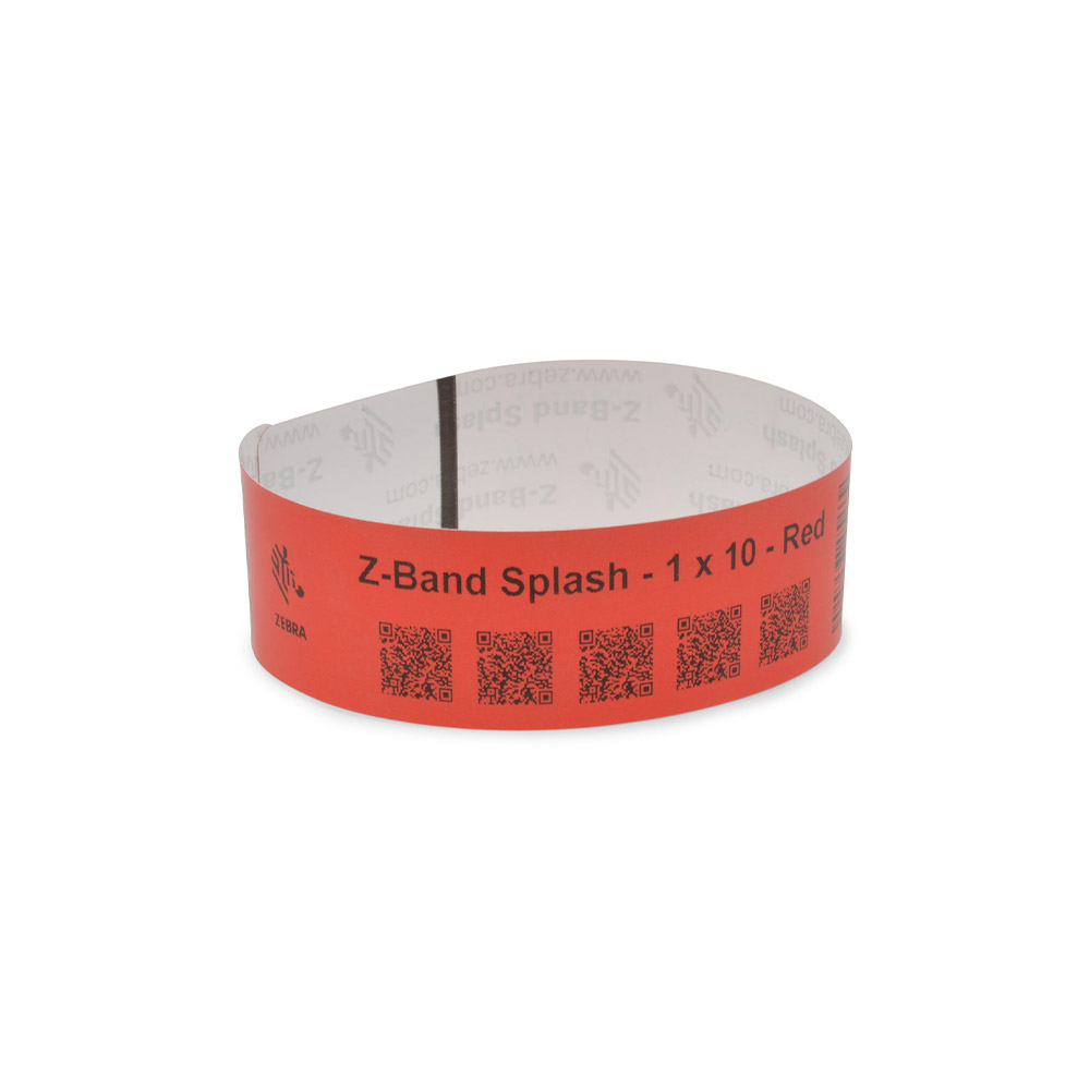 Zebra DT Wristband Polypropylene Red (1" x 10") (1" Core) Zebra DT Wristband Polypropylene Red (1" x 10") (1" Core)
