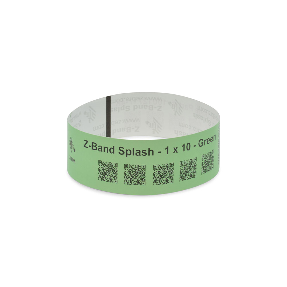 Zebra DT Wristband Polypropylene Green (1" x 10") (1" Core) Zebra DT Wristband Polypropylene Green (1" x 10") (1" Core)