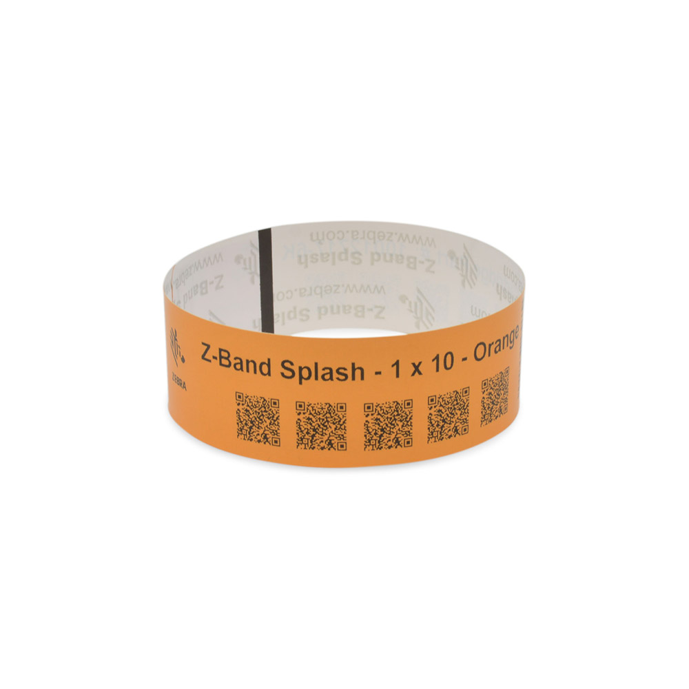 Zebra DT Wristband Polypropylene Orange (1" x 10") (1" Core) Zebra DT Wristband Polypropylene Orange (1" x 10") (1" Core)