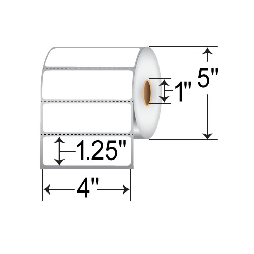 Zebra DT Label Paper (4" x 1.25") (1" Co
