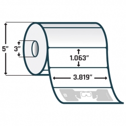 Zebra TT DogBone RFID Label Non Coated Paper (3.819" x 1.063") (3" Core)