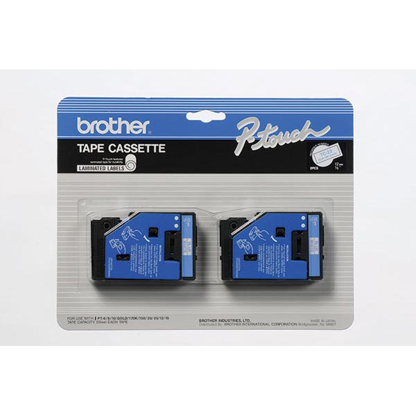 Brother 12mm (1/2") Blue on White Laminated Tape (7.7m/25') (2/Pkg) Brother 12mm (1/2") Blue on White Laminated Tape (7.7m/25') (2/Pkg)